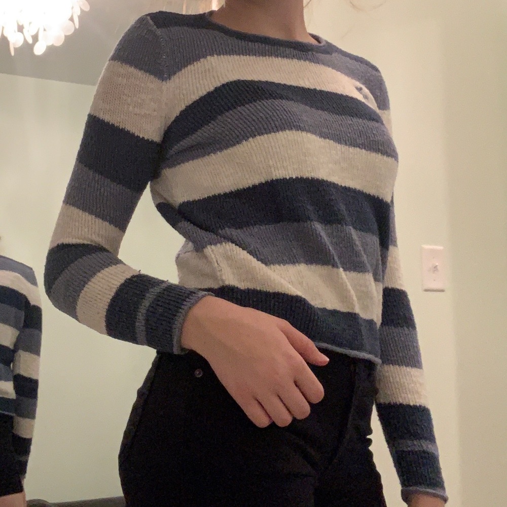 Girl’s Blue and White Striped Sweater